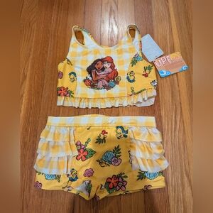 NWT Disney Yellow Moana Ariel Bikini - Girls Size 9/10